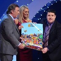 Peter Kay shows the Children in Need poster to Terry Wogan and Tess Daly