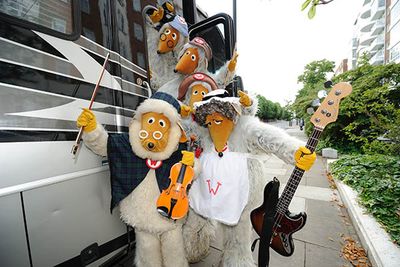 The Wombles with their tour bus