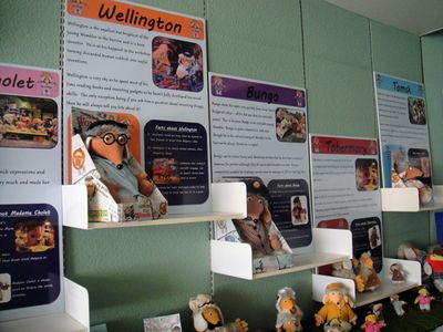 Display boards about each of the main Wombles characters