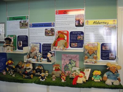 Display boards about each of the main Wombles characters