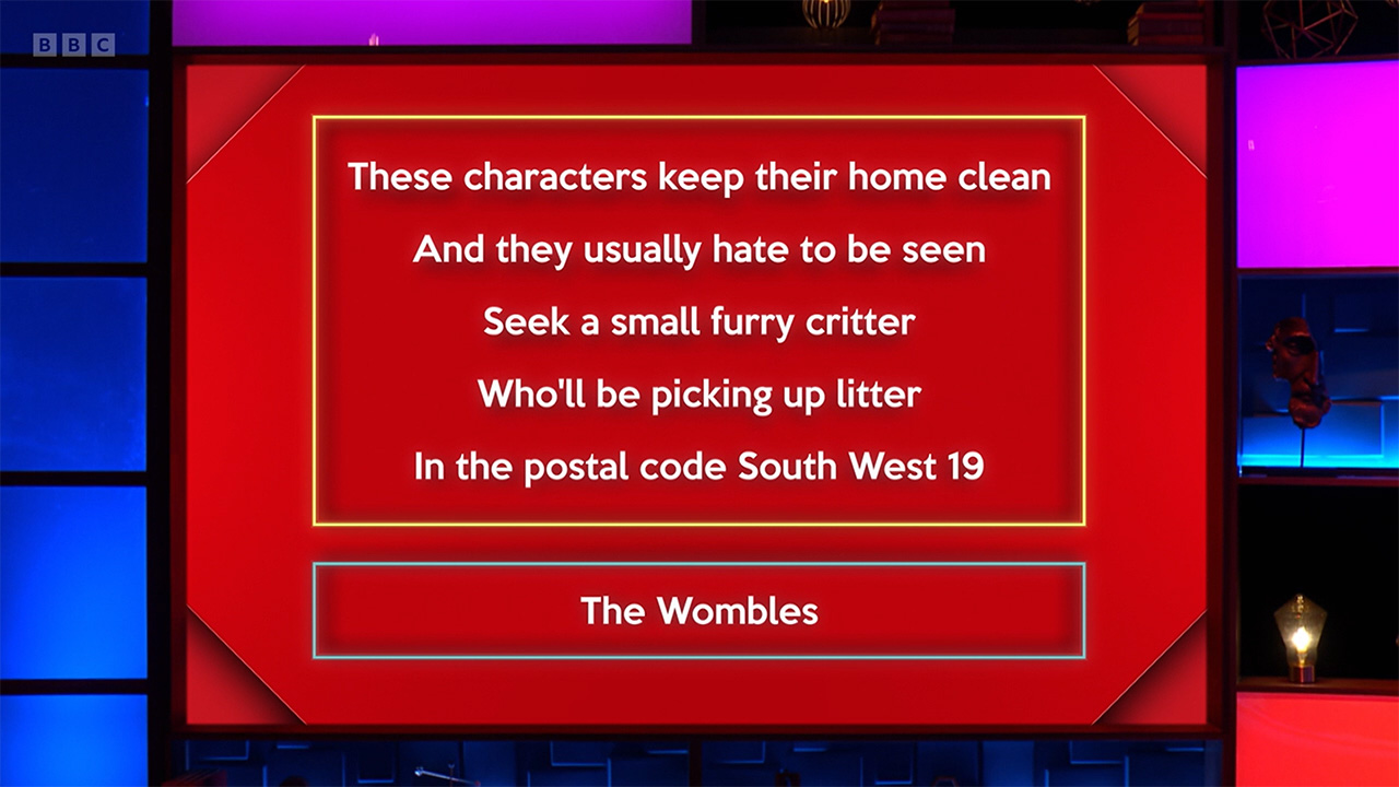 Wombles limerick on Richard Osman's House Of Games Tidy Bag