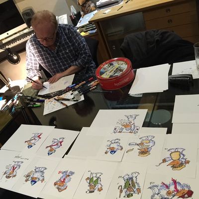 Mike Batt works on his Wombles sketches