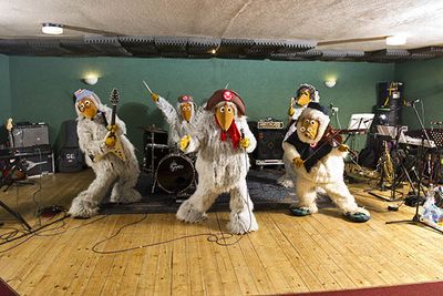 The Wombles rehearsing for Glastonbury Festival
