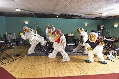 The Wombles rehearsing for Glastonbury Festival