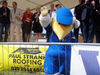 Haydon the Womble waves to the crowd